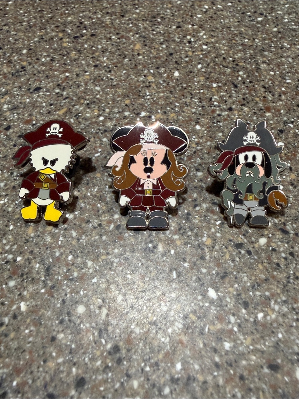 Disney Pirate Character Enamel Pin Set of 3
